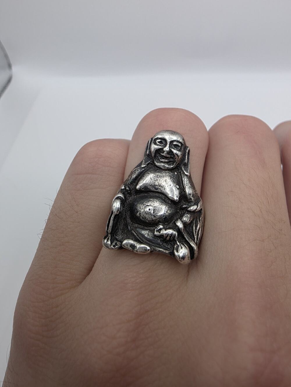 Vintage Buddha Sterling Silver 925 Ring Size 9